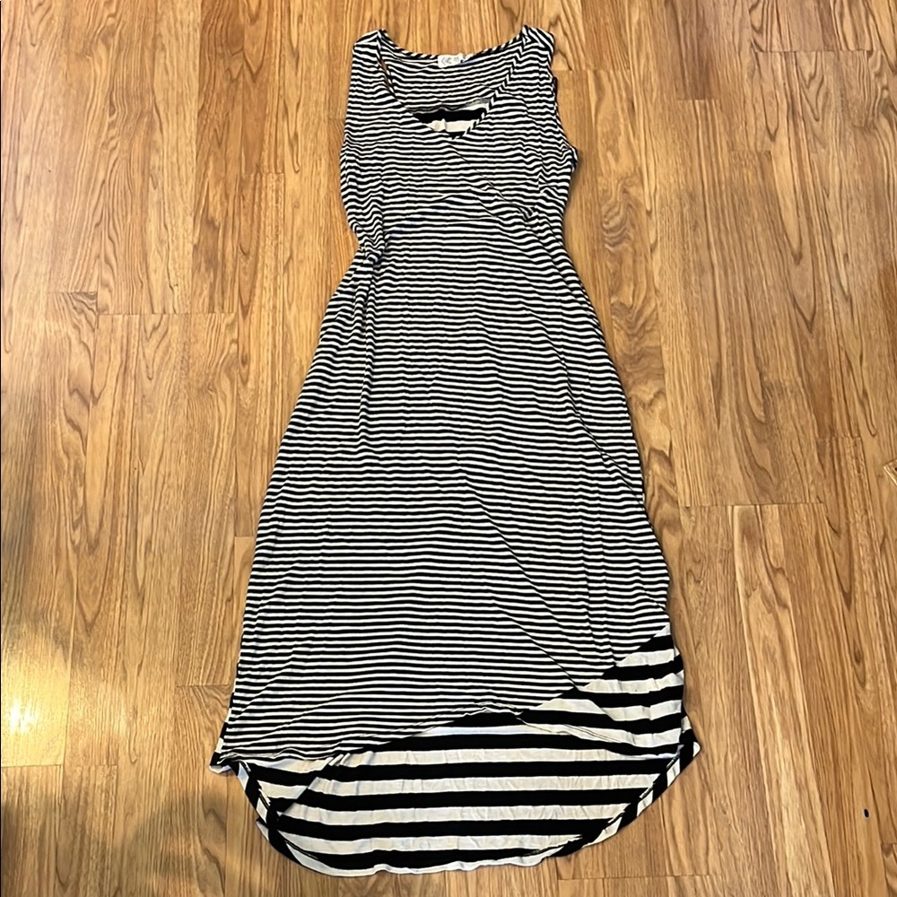 Pink Rose  Striped High Low Dress Fun Dress Size Size XL